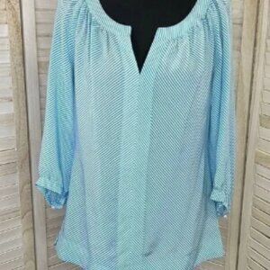 Lilly Pulitzer Blue Stripe MOXY Silk Blouse Top Small